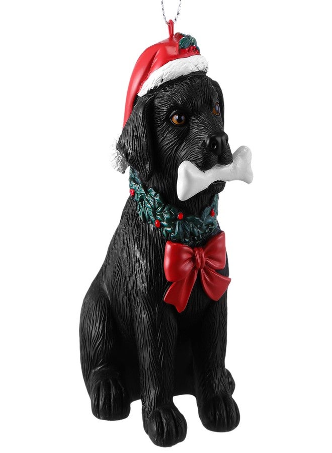 ElectricWise Black Labrador Christmas Ornaments 2025, Lab Retriever Figurine Dog Resin Ornaments for Xmas Tree Decoration, Black Lab Gifts for Men Women Dog Lover - Image 1